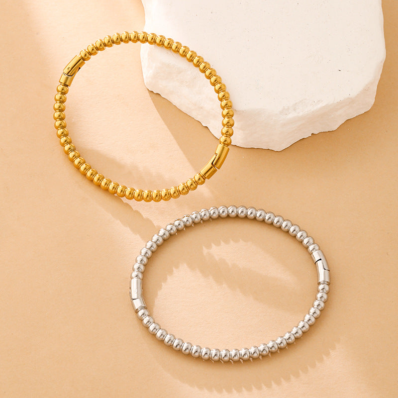 Titanium Steel Bamboo Joint Bracelet Round Wire Plain Ring Bracelet