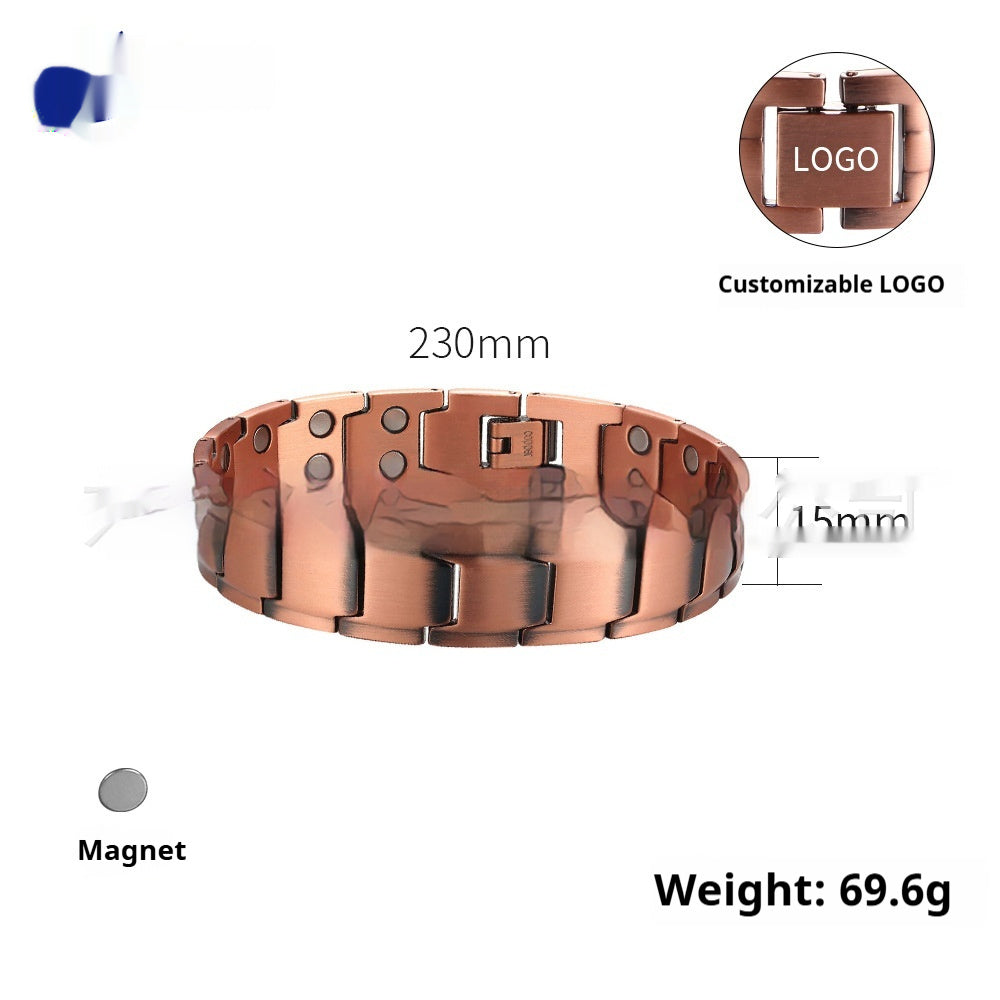 Minimalist Chic Magnetic Red Copper Niche Mens Bracelet