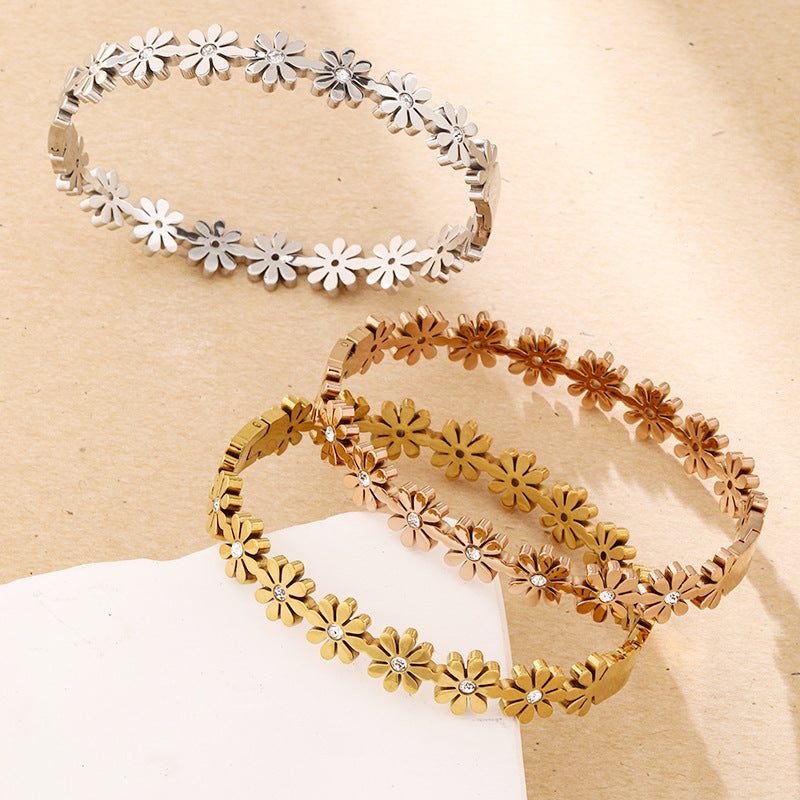 Diamond-Encrusted Little Titanium Steel Bracelet For Women