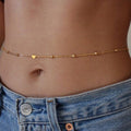 Creative And Fashionable Heart-shaped Bead Waist Chain, Golden Alloy Waist Chain For Women, Summer Accessory.