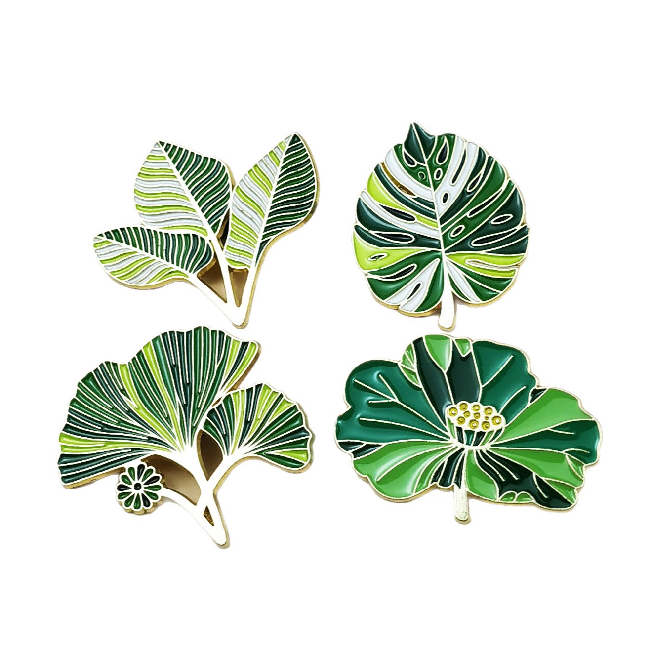 High-End Green Leaf Oil-Drop Alloy Clothing Brooch
