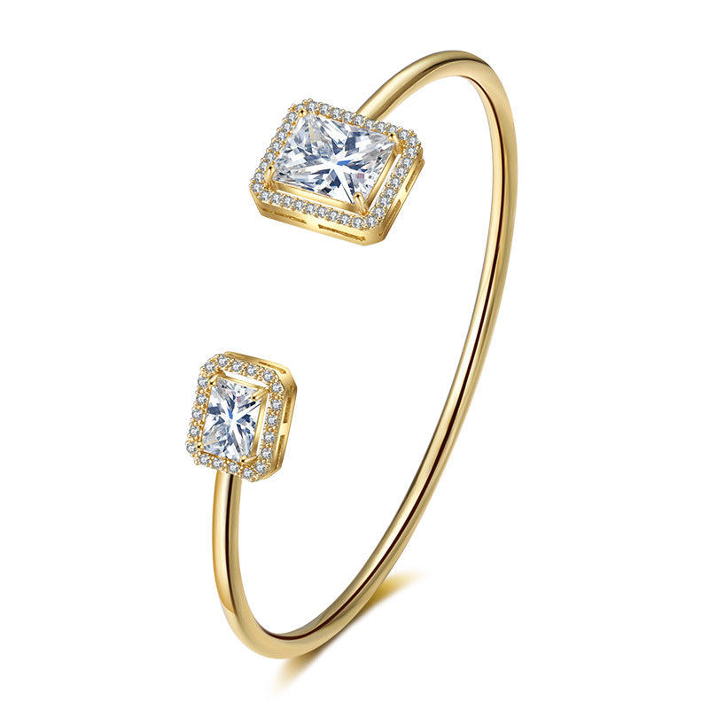 Women's Simple Bracelet Bracelet High-grade Water Drop Inlaid Women's Square Diamond