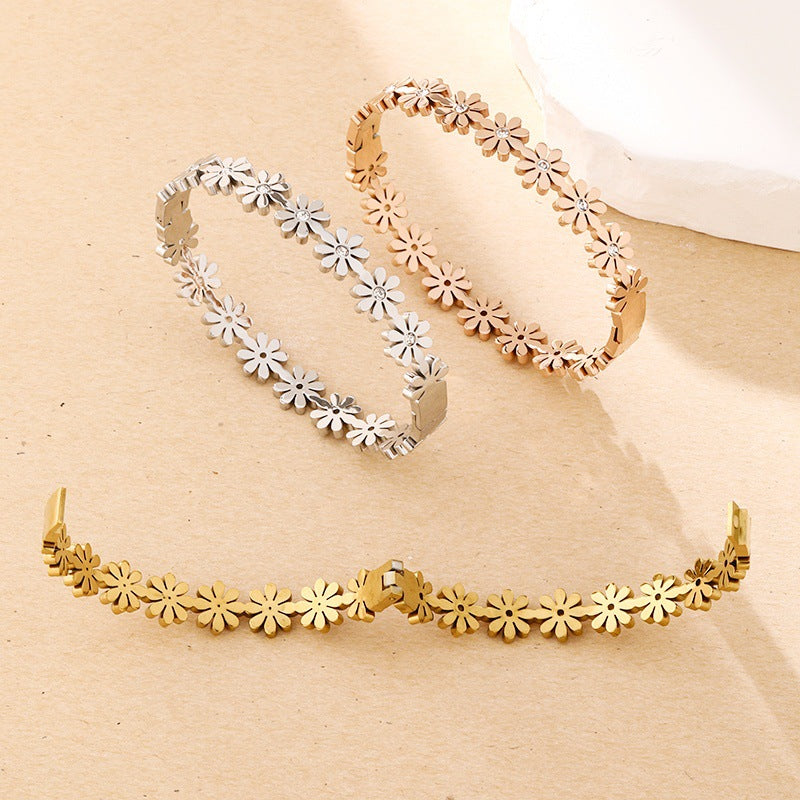 Diamond-Encrusted Little Titanium Steel Bracelet For Women