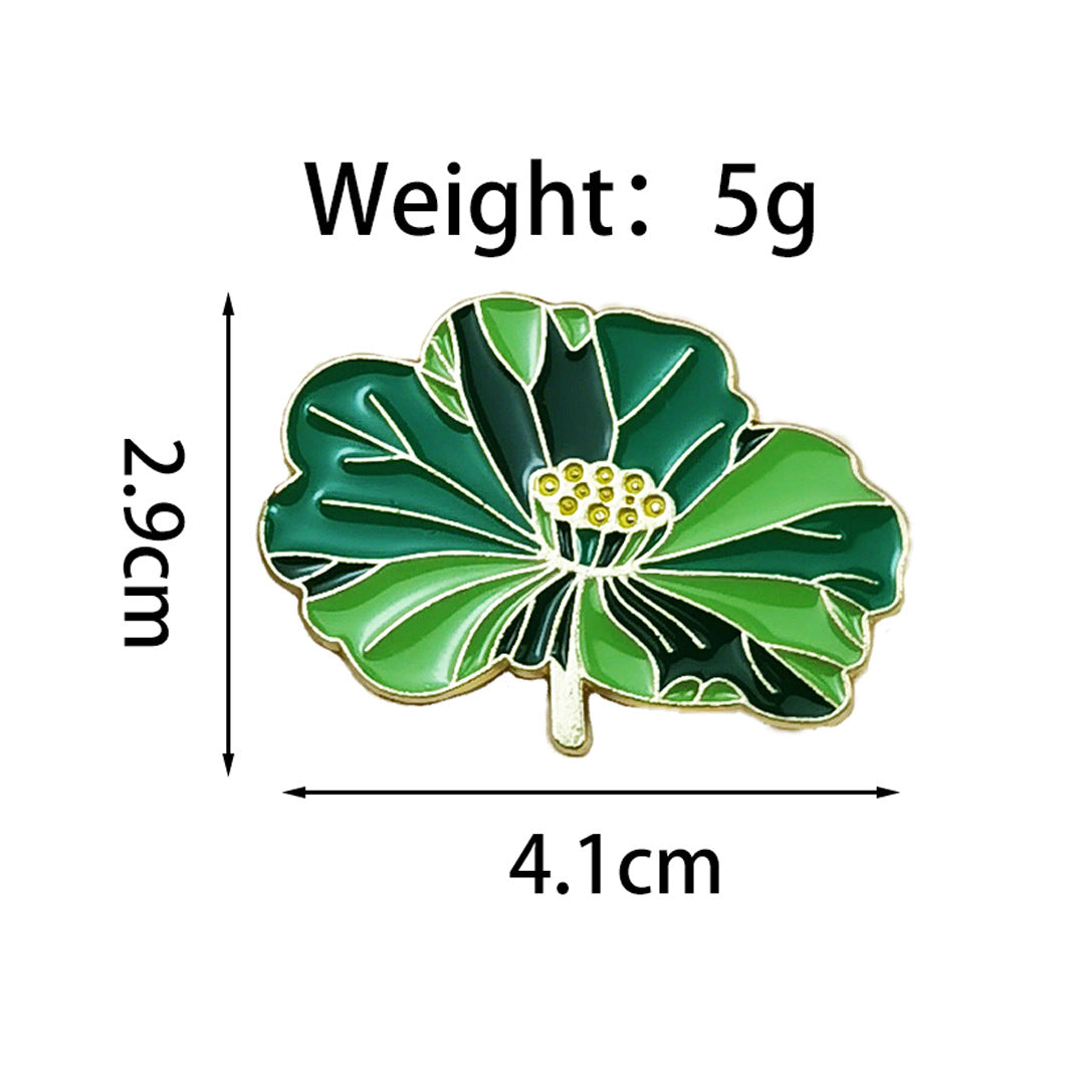 High-End Green Leaf Oil-Drop Alloy Clothing Brooch