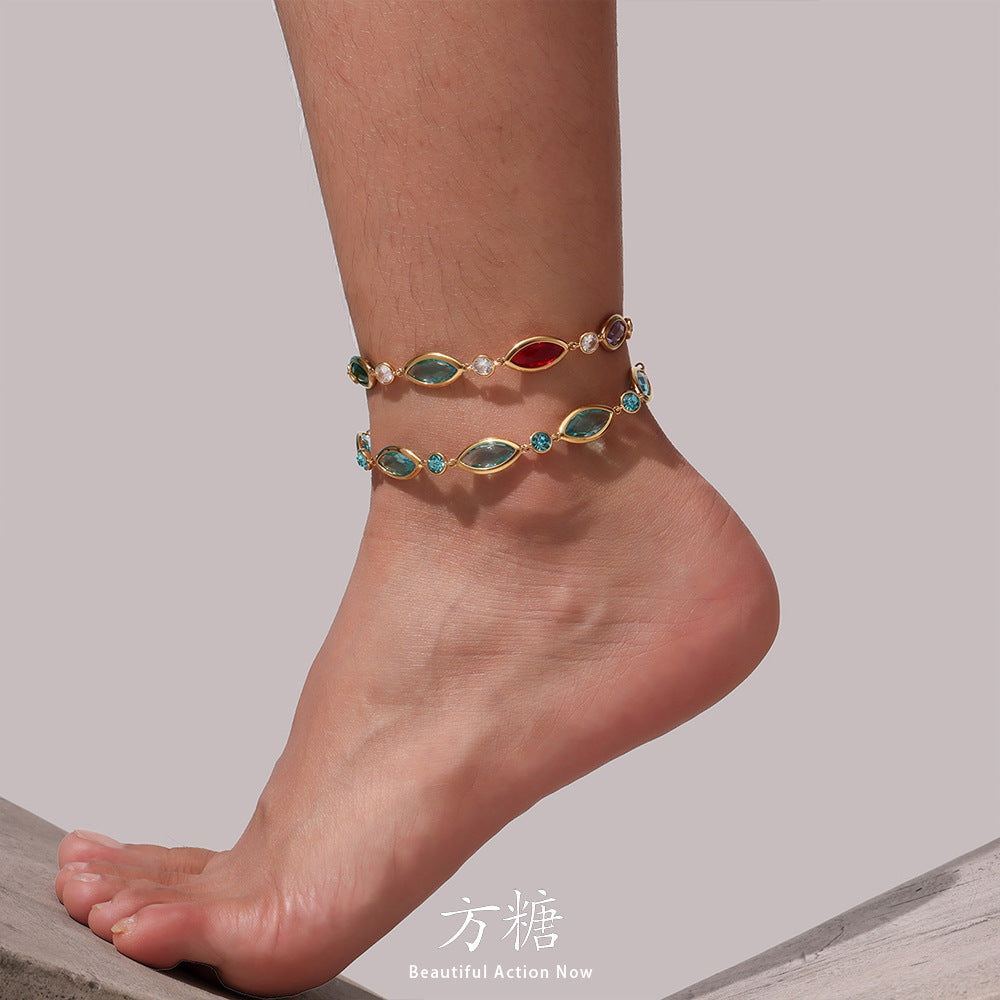18k Gold-Plated Summer Beach-Style Light-Luxury Anklet Foot Jewelry