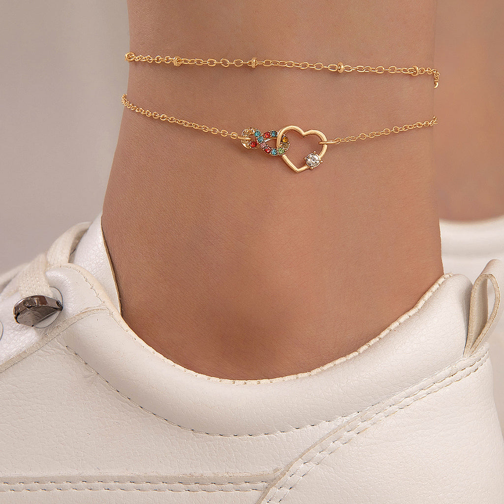 Full-Crystal Multi-Layer Minimalist Womens Fashion Rhinestone Anklet