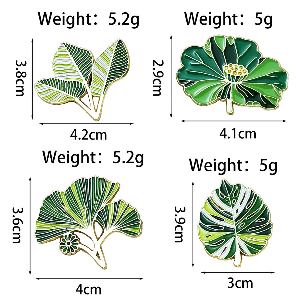 High-End Green Leaf Oil-Drop Alloy Clothing Brooch
