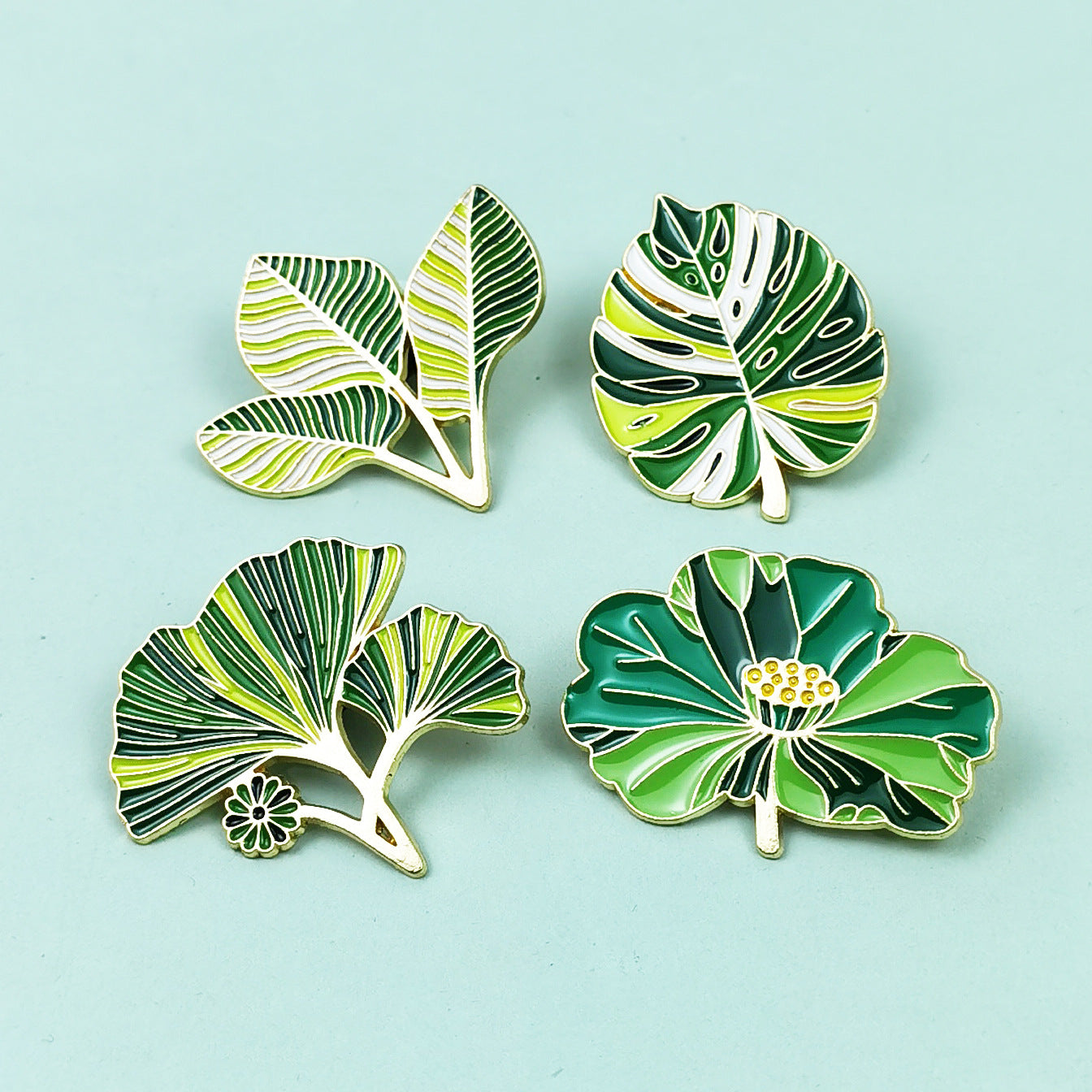 High-End Green Leaf Oil-Drop Alloy Clothing Brooch