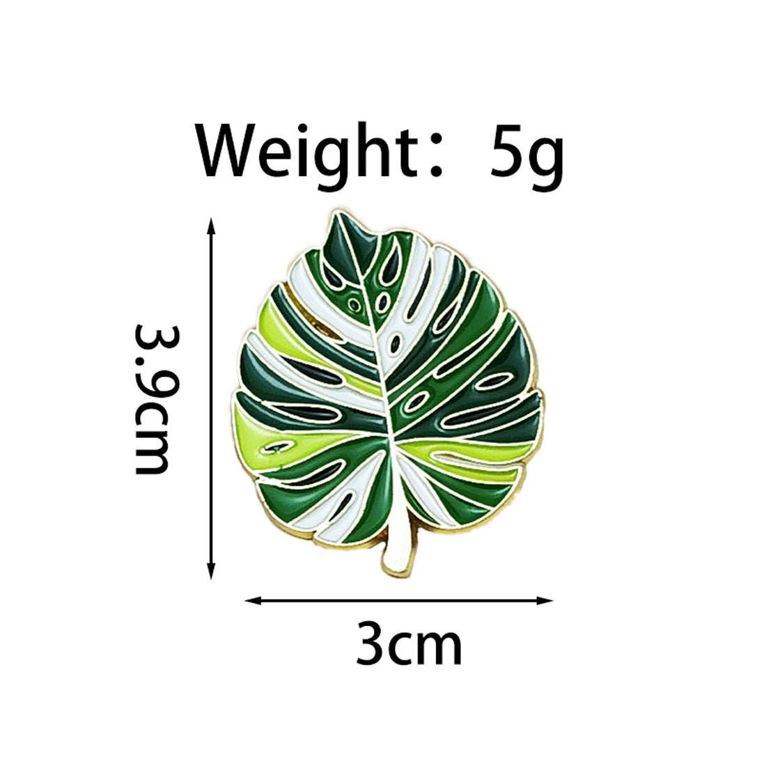High-End Green Leaf Oil-Drop Alloy Clothing Brooch