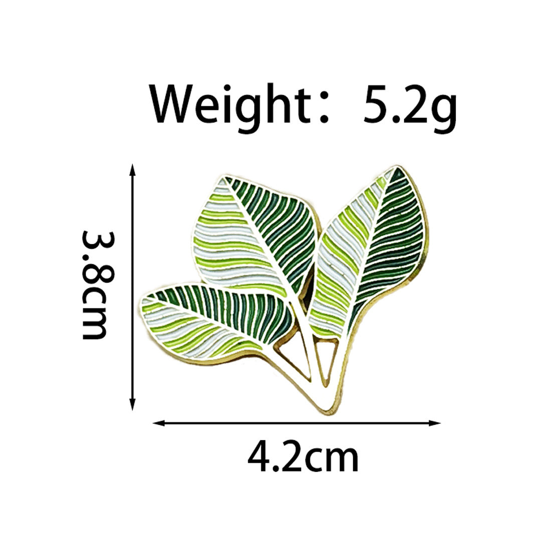 High-End Green Leaf Oil-Drop Alloy Clothing Brooch