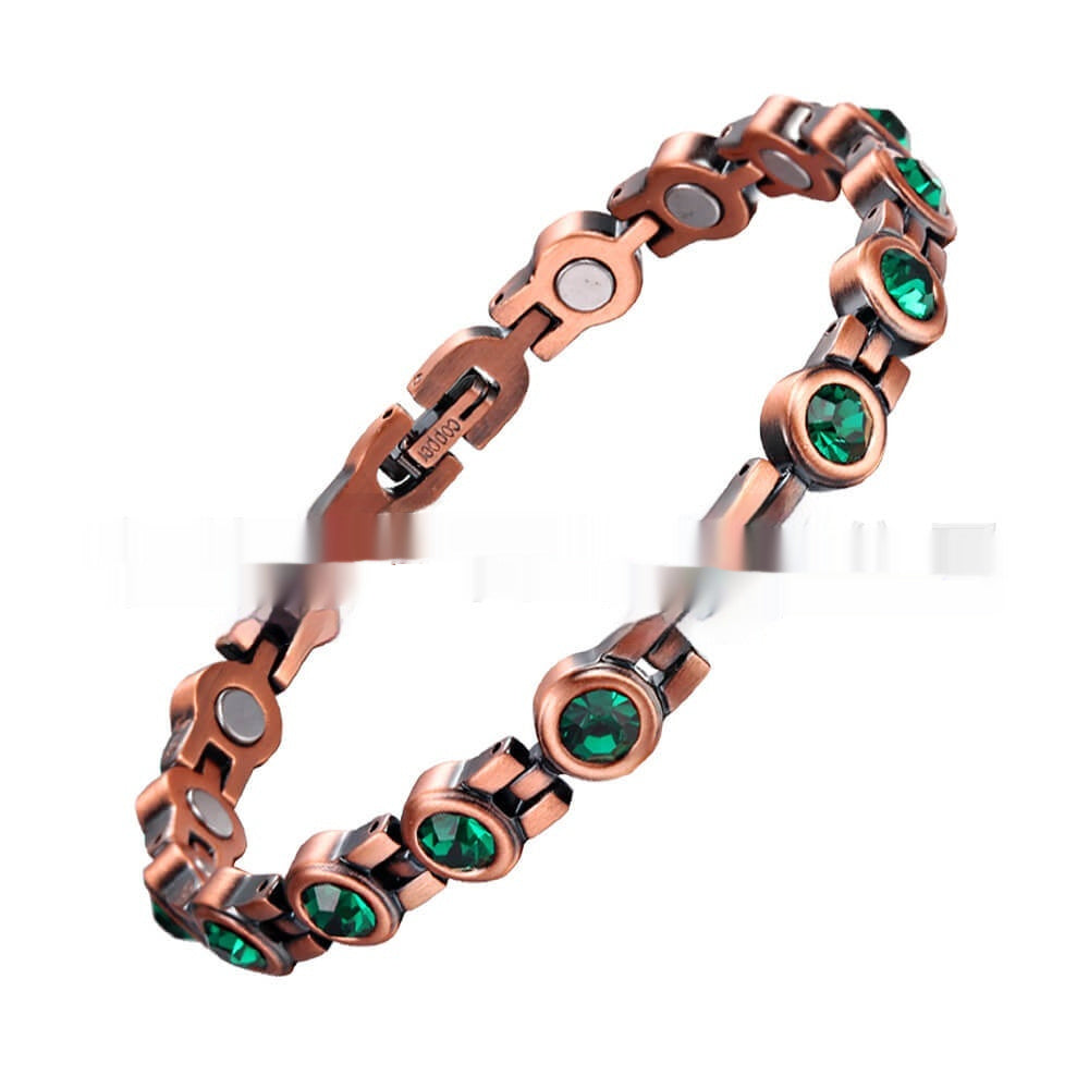Magnetic Korean-style Retro Fashion Zircon Pure Copper Bracelet