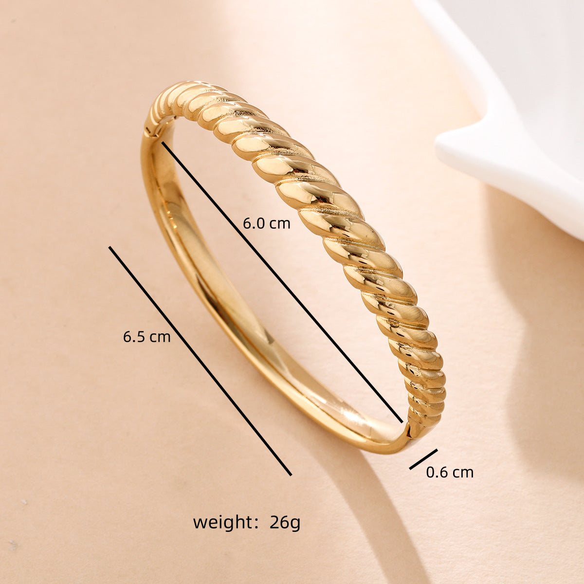 18K Gold Stainless Steel Wave-Style Diamond-Encrusted Bracelet